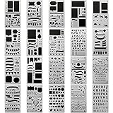 Journal Planner Drawing Templates Stencils Ruler Set 20 Pieces for Bullet Journal, Scrapbook, Crafts Projects, Making Card, Leuchtturm A5 Notebooks, Calendar, Painting, 4x7 Inch