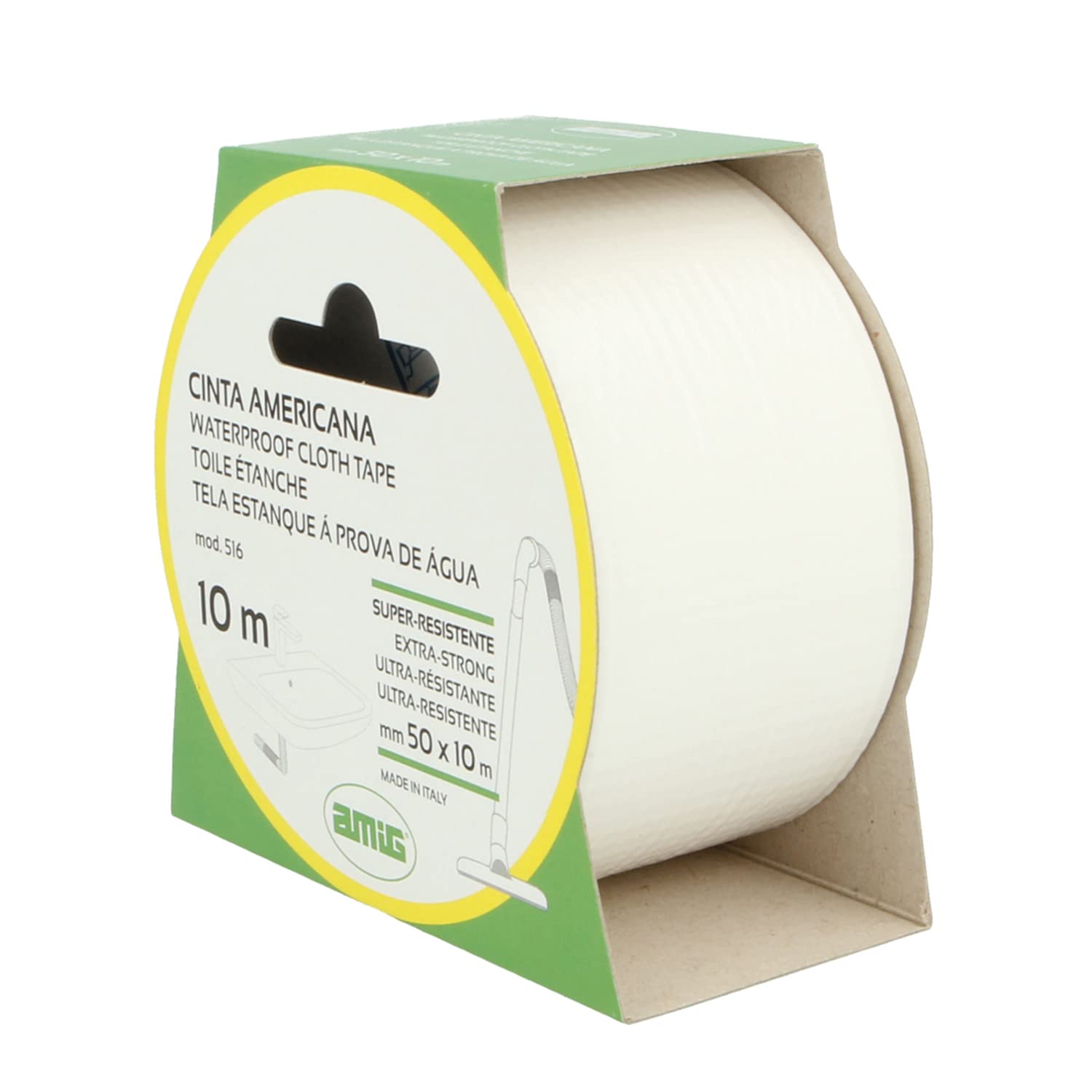 Amig - American Tape | 10m x 50mm | Extra Strong Fixing | Waterproof & Leak Proof | Indoor & Outdoor Use | Colour White