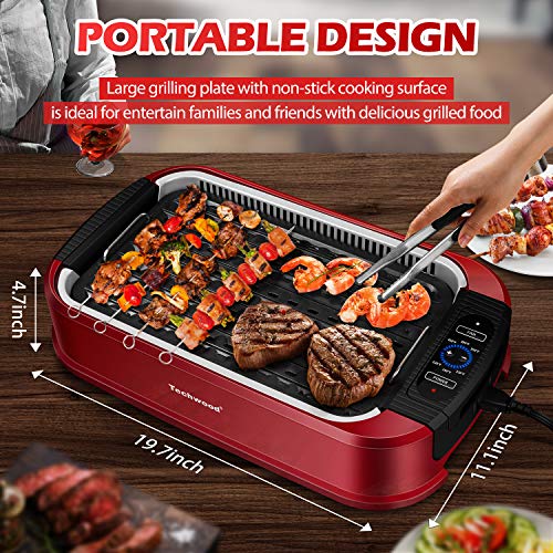 Techwood Indoor Smokeless Grill, 1500W Electric BBQ Grill and NonStick