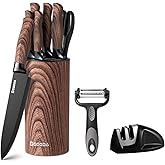 Knife Set,GOODA 9 Piece Kitchen Knife Set with Block and Sharpener, Anti-Rust Stainless Steel Cooking Knives Set for Kitchen, Chef Knife Block Set