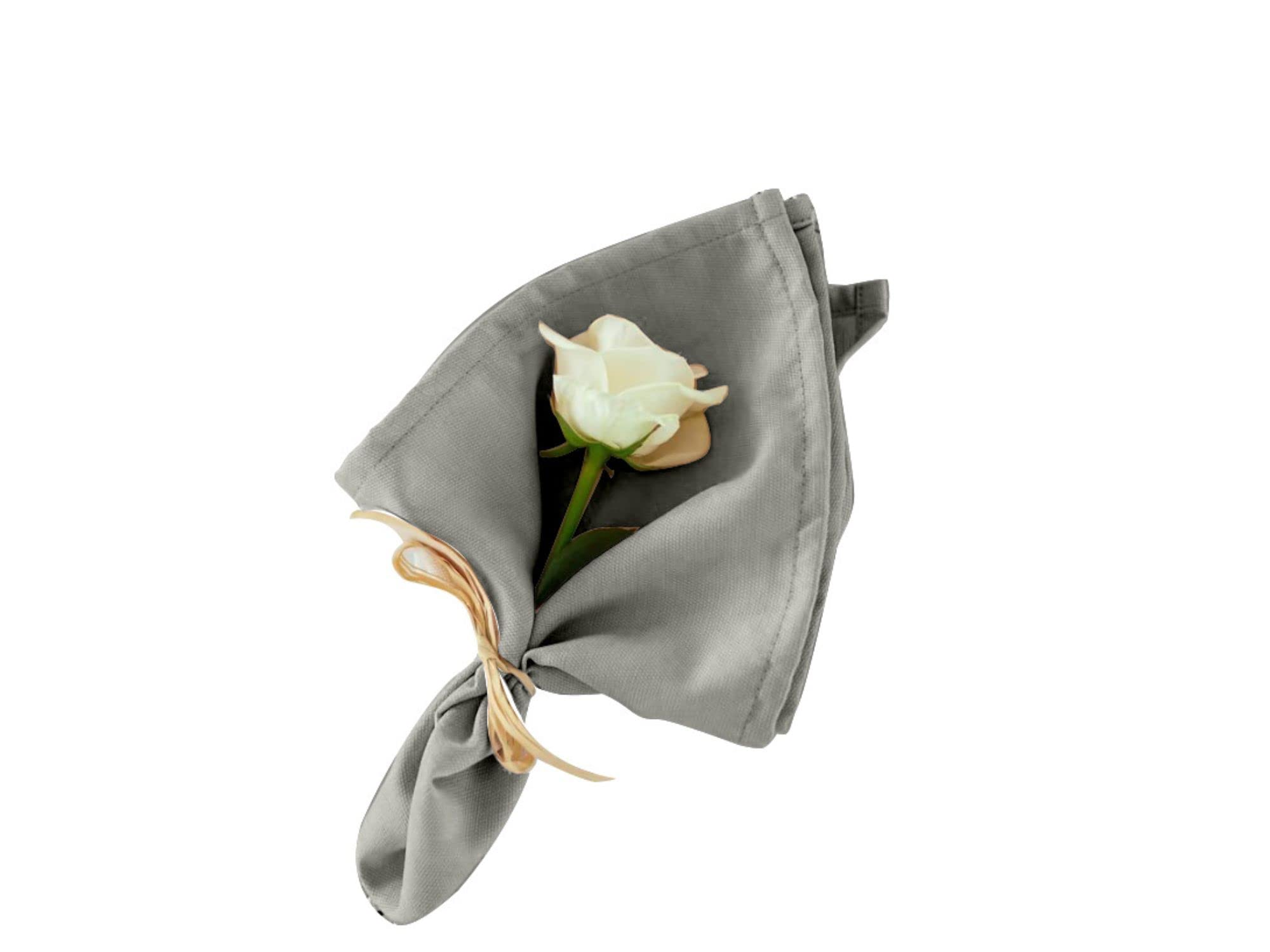 Elegant Event Essentials – 1 Pc Square Polyester Tablecloth Napkins with Hemmed Edges for Wedding, Reception Events, Dinning, Banquets & Christmas Parties - 19'' x 19'' (48cm x 48cm) (Grey, Set of 10)