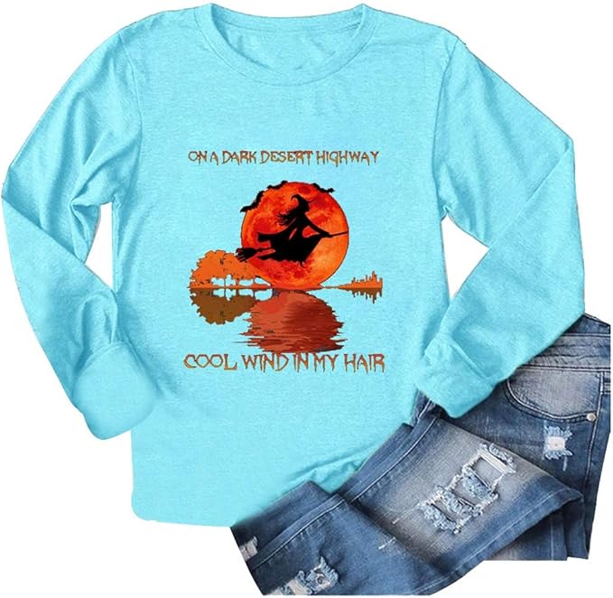 Shaohan Damen Pullover Halloween Strickpullover Langarmshirts Hexe Print Rollkragenpullover Langarm Oberteile Mit Rundhalsausschnitt Funny Pulli Frauen Sweatshirt Lose Tops Amazon De Bekleidung