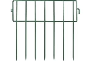 Adavin Green Animal Barrier Garden Fence, 16 Pack 12in(L) X 10in(H) No Dig Decorative Fence 1.5" Gap, Rustproof Metal Dig Deterrent Panel Border for Dog Rabbits, Ground Stakes Outdoor,Total 16 Ft(L)