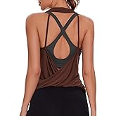 Womens Summer Open Back Yoga Tops Halter Backless Workout Tank Top Loose Fit Athletic Shirts Gym Activewear for Women