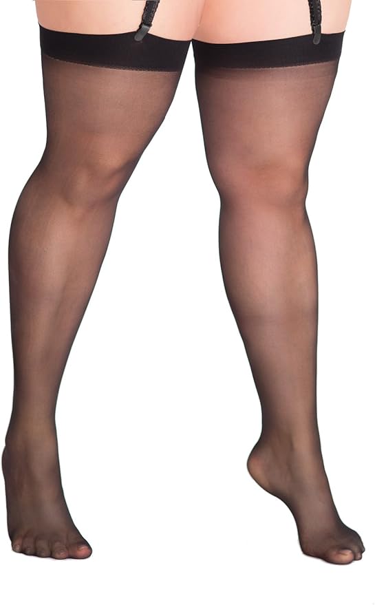 Plus Size Sheer Thigh High Stockings XXL Clothing