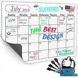 Magnetic Refrigerator Calendar Kit - Dry Erase Calendar Board 16x12 - Daily, Weekly, Monthly Planner for Kitchen Fridge - 4 Fine Tip Markers Included BONUS E-book