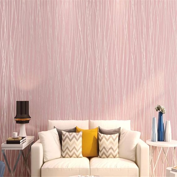 Papel de pared 3D liso gris rayas blancas no tejido rollo de papel