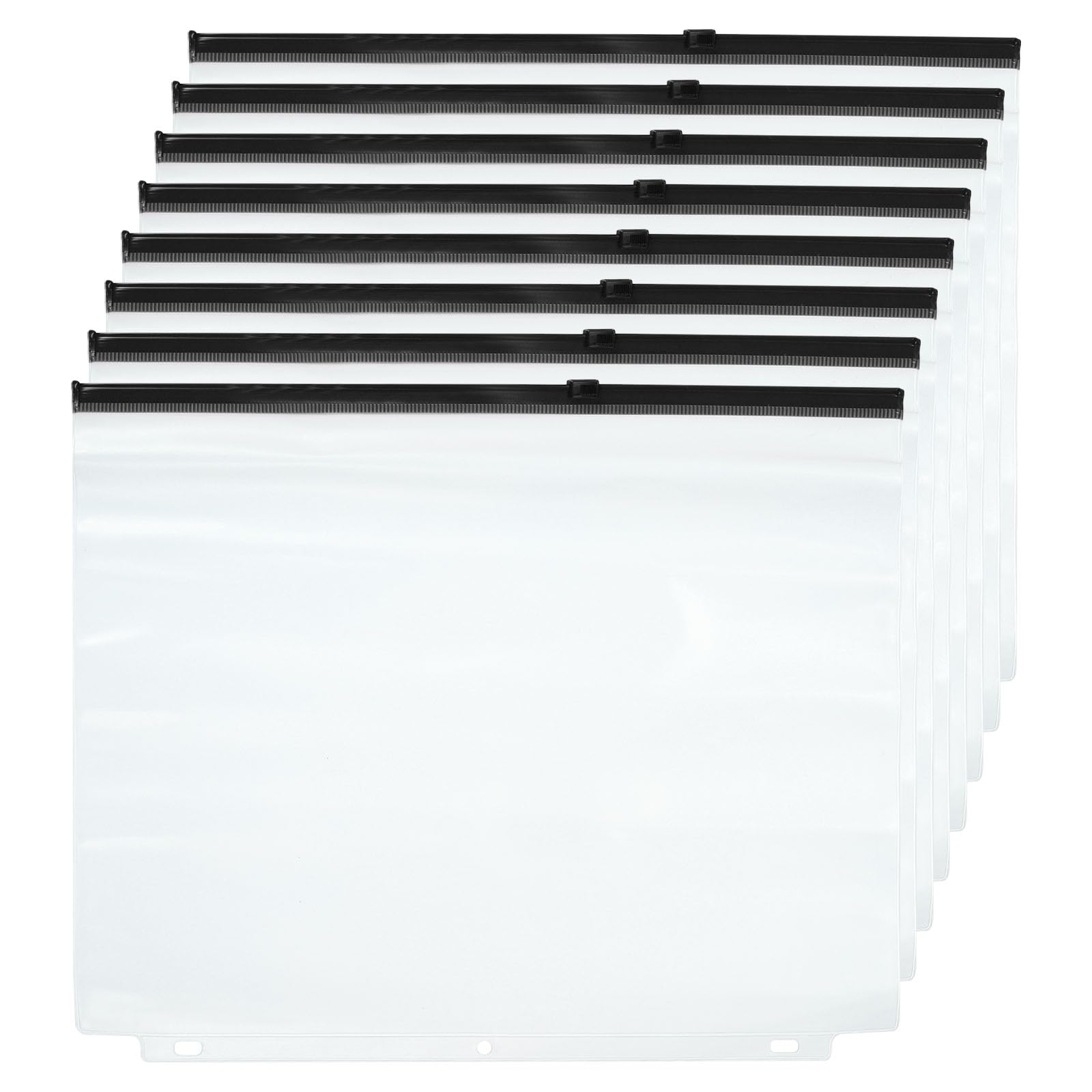 PATIKIL A4 Binder Pocket, 8 Pack PVC Letter Size Zipper 3 Holes Binder Pouch Folders Document Waterproof Filing Storage Loose Leaf Bags for 3-Ring Notebook Binder, Black