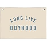 Wheatwin Long Live Boyhood Boys Room Decor - Linen Banner Wall Hanging Canvas Banner Flag Decor for Toddler Boy Room Nursery 