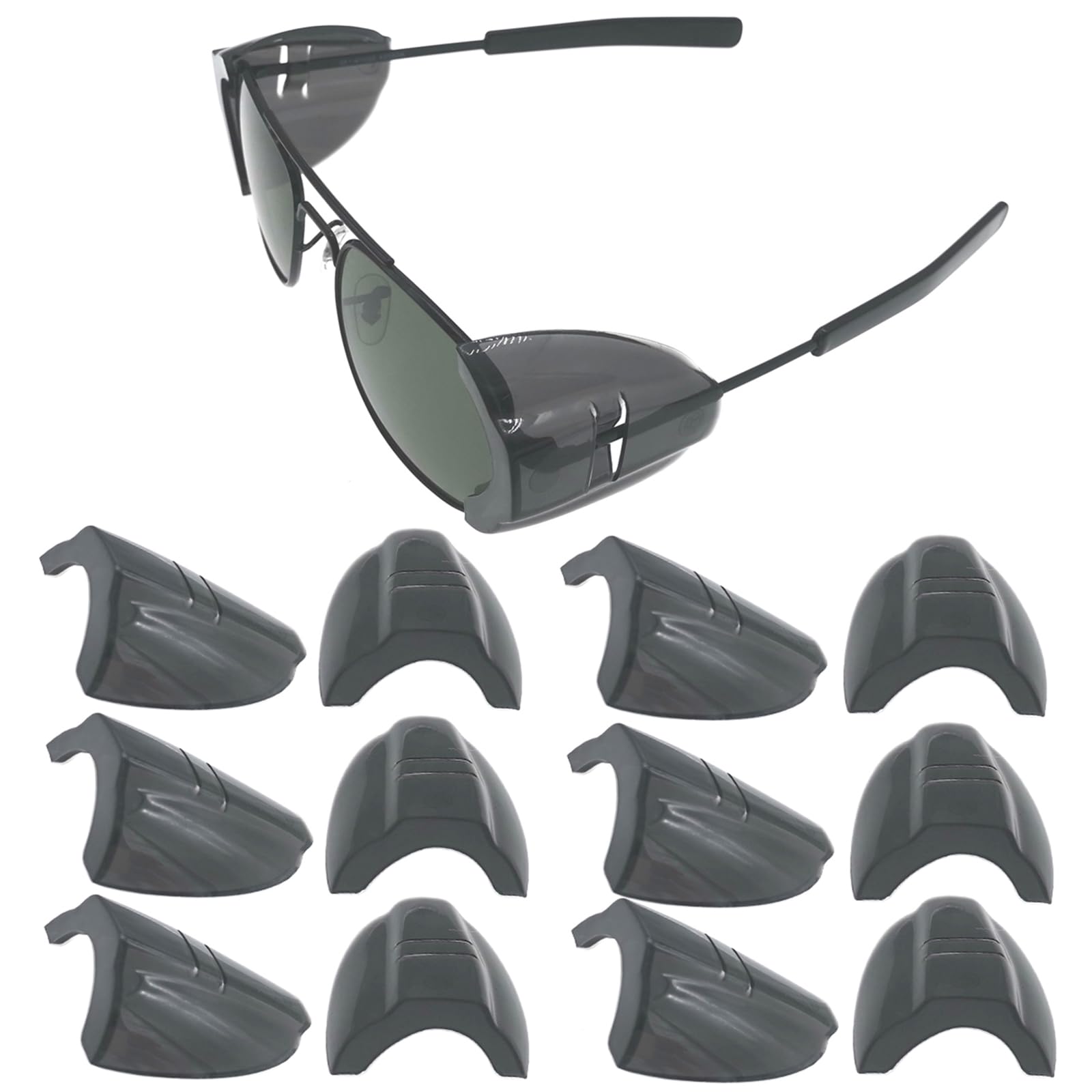 Photo 1 of KONEWONG 6 Pairs Safety Glasses Side Shields, Slip on Side Shields, Fits Medium to Large Eyeglasses Frames (Black,Large)
