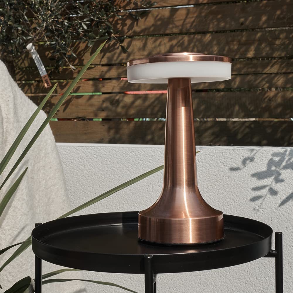 MiniSun | Contemporary Wireless Copper Dumbbell Touch Table Lamp with an Integrated Rechargeable LED Mood Light | Table Lamps, Home Décor & Improvement Essential