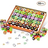 iFUNow 48 Pieces Halloween Stamps, Kids Self-Inking Stampers, 48 Designs for Halloween Toys, Halloween Games, Halloween Treats, Halloween Party Favors, Halloween Goodies, Halloween Prizes