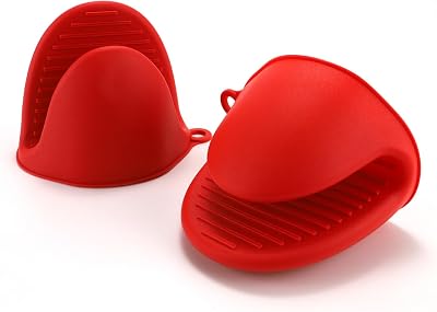 PAIDASHU Oven Glove Thicken Silicone Pot Holder Red 2 Pack