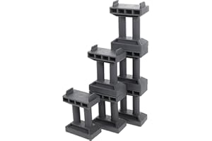 ZERODEKO Pretend Train Bridge Pier 6 PCS Wooden Train Track Accessories Train Bridge Pier Track Railway Accessories Multi Level Support Risers High Level Blocks for Wooden Toy Train (Grey)