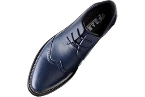 Jamron Men's Smart Pointed-Toe Dress Shoes Lace-up Formal Business Wedding Brogues Navy P110 US11