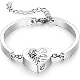 Yinplsmemory Cremation Jewelry Heart Urn Bracelet for Ashes for Women Men Adjustable Urn Cuff Bracelet for Human Pet Ashes Keepsake Memorial Jewelry