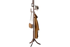 FILWH Coat Rack Freestanding Bamboo Coat Tree with 6 Hooks Adjustable Sizes Free Standing Coat Rack Super Easy Assembly Hallway Entryway Coat Hanger Stand for Clothes Suits(Brown)