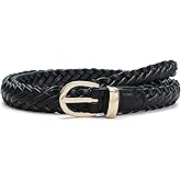 Pettata Thin Braided Belts for Women Classic Waist Belt Skinny Woven Strap for Jeans Pants Dress