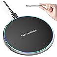 Wireless Charger Compatible with iPhone 16 15 14 13 12 11 Pro Max/Mini/Plus/XR/X/8, 15W Max Fast Wireless Charging Pad Mat for Samsung Galaxy S23/S22/S21/S20/S10, Galaxy Buds