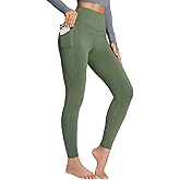 baleaf Women's Petite Fleece Lined Leggings with Pockets, 25" Thermal Winter Warm High Waisted Thick 7/8 Yoga Pants