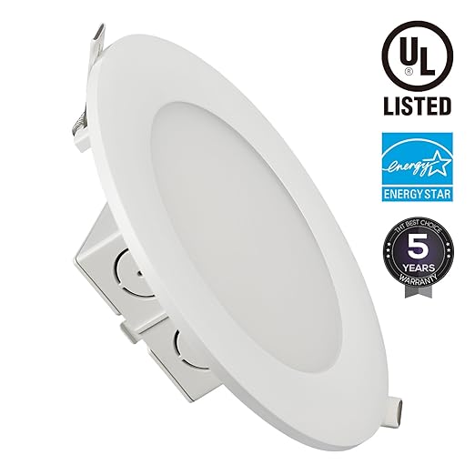 15w 6 Inch Slim Recessed Ceiling Light With Junction Box Dimmable