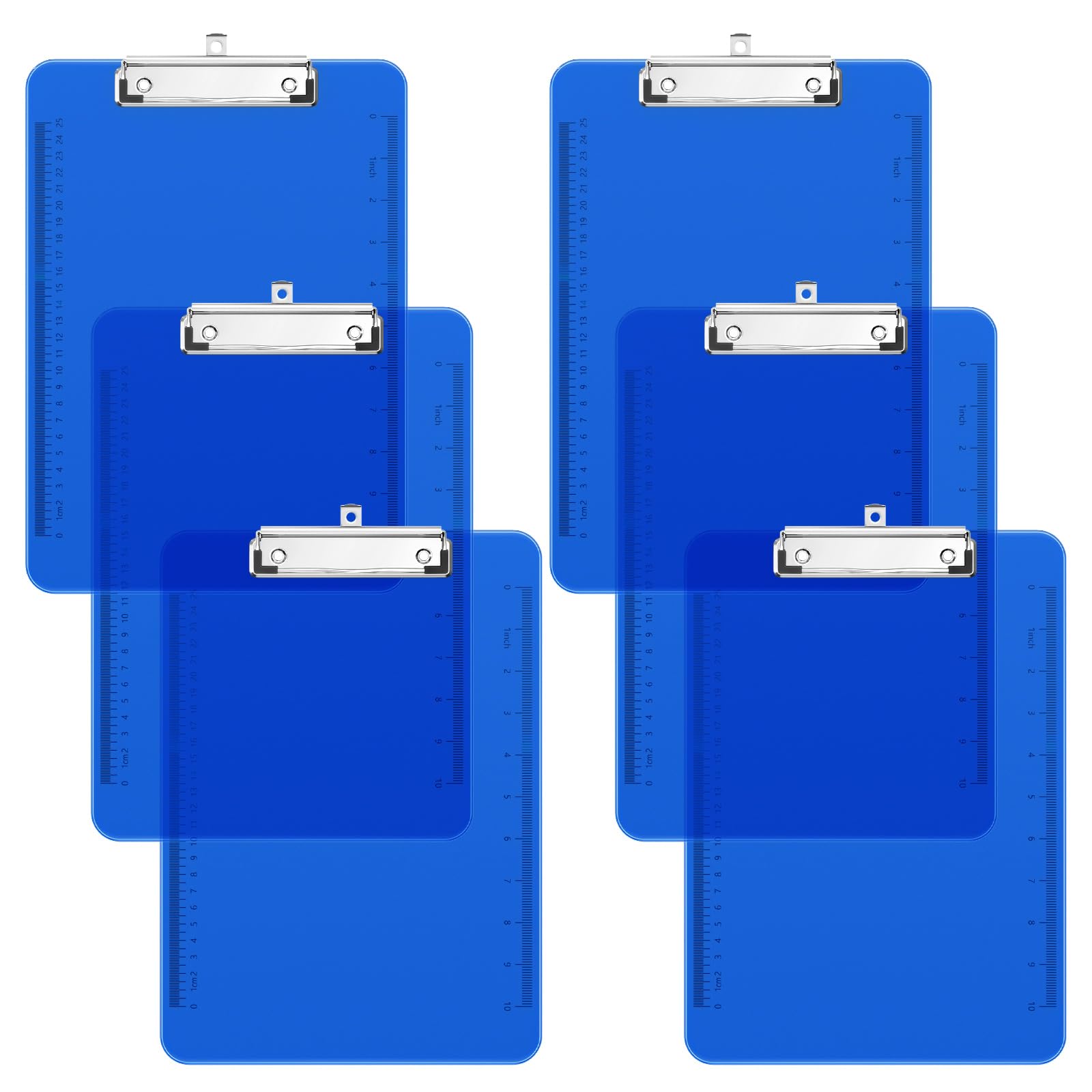Piasoenc 6 Pack Plastic Clipboards, Translucent Clip Board with Low Profile, Office Supply, School Supplies, Letter Size 12.5 x 9 Inches,Blue