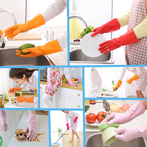 image for aotuo Rubber Gloves-Cleaning Gloves Kitchen Latex Free Household water