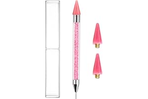 Erinde Rhinestone Picker Tool Diamond Gems Painting Pen Acrylic Crystal Beads Handle Rhinestones Applicator Dual-Ended Manicure Nail Art DIY Decoration Tool with 2 Extra Wax Tips (Pink)