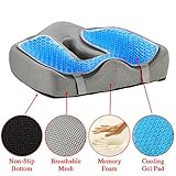 Ziraki Memory Foam Seat/Chair Cushion Orthopedic Coccyx Support Pillow 4 in 1 W/ Cooling Gel- For Back Pain Relief &amp; Sciatica And Tailbone Pain - Protect Your Back - Adjustable To Any Chair or Seat (Kitchen)