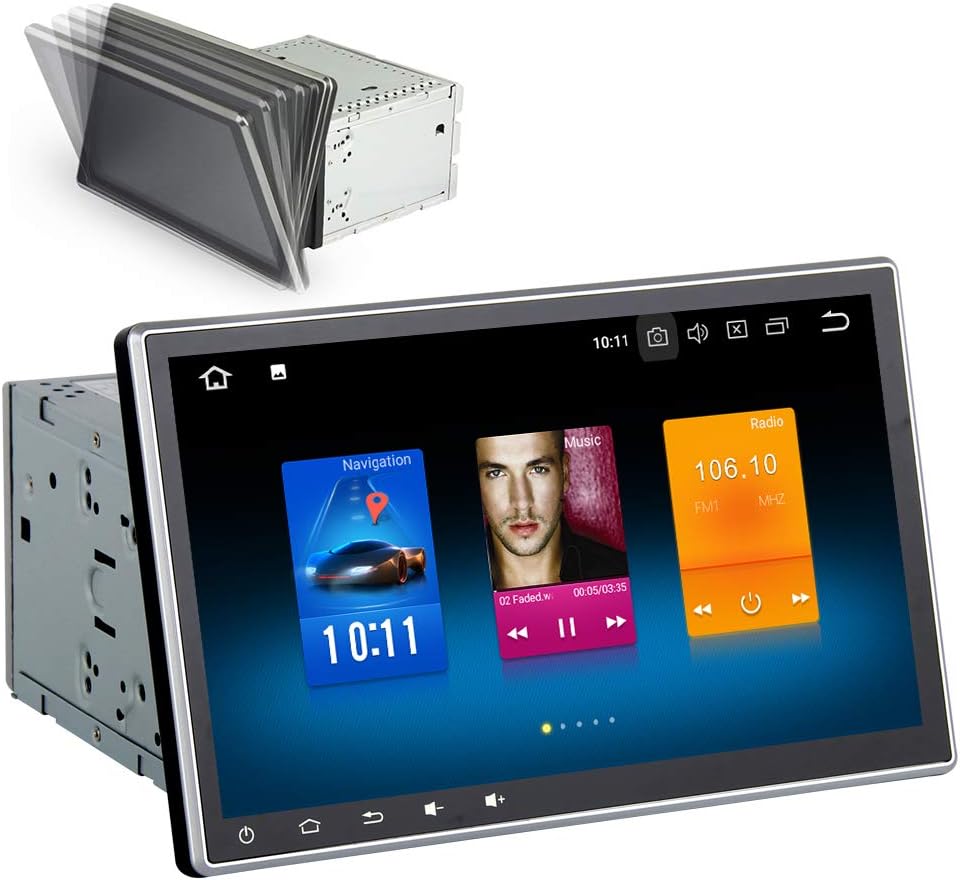 dasaita 10.2'' Android 9.0 Car Stereo Double din Adjustable Screen for Any Vehicle with 2 din / 1din Slot Headunit Touchscreen Navigation Car Radio GPS with Octa Core 4GB Ram 32GB ROM Auto (2 Din)