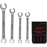 SEDY 4-Piece Flare Nut Wrench Set, Offset End Spanner Metric 9 10 11 12 13 14 15 17mm, CR-V Steel Storage Pouch Repair and Re