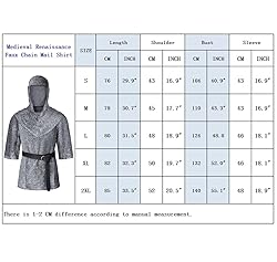 Renaissance Faux Chain Mail Armor Tunic Shirt Coif