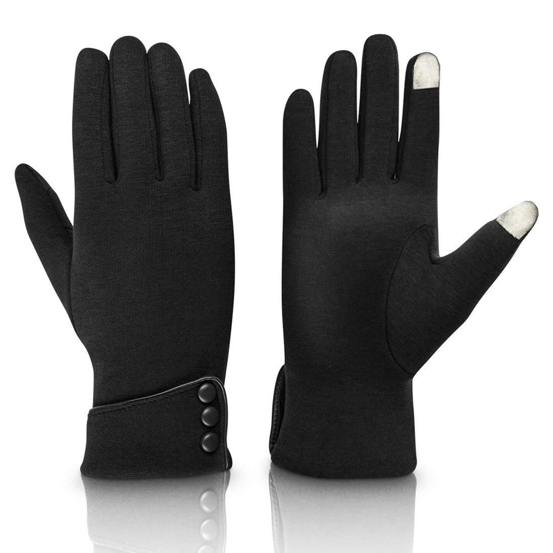 A-Rainbow Black Winter Warm Touch Screen Gloves for Women Lined Thick Texting Fleece Mittens