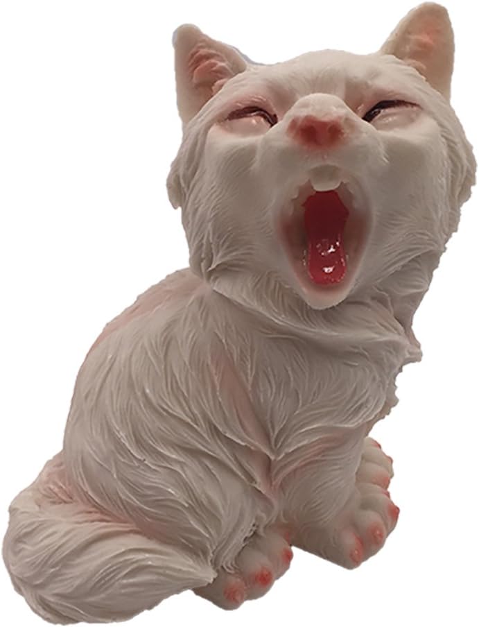 Notrefly Cat Figure,Handmade Resin White Simulation Of Statue,Cat Figurine For Home And Garden,Ornament,Cat Gift Colletion For Cat Lovers And Kids,For Crazy Cat Lady
