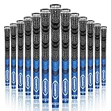 Champkey MCS Golf Grips Set of 13 (5 Oz Solvent,Blade,15 Tapes & Vise Clamp Available)-Choose Between 13 Grips & All Repair Kits and 13 Grips & 15 Tapes(Blue/Black,M)