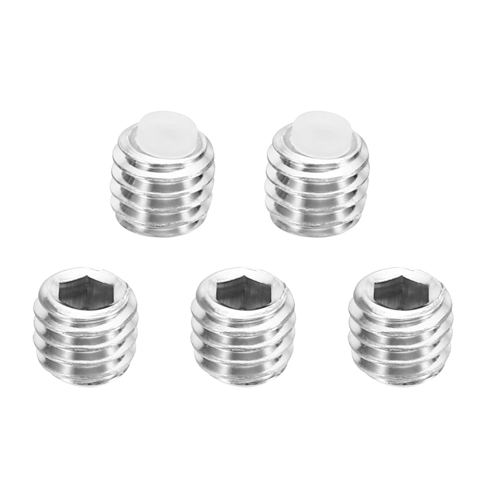 PATIKIL M6x5mm Nylon Tip Grub Screw, 5 Pack Metric Hex Socket Head Cup Point Anti Slip Set Screws Internal Hex Drive Hardware, 304 Stainless Steel
