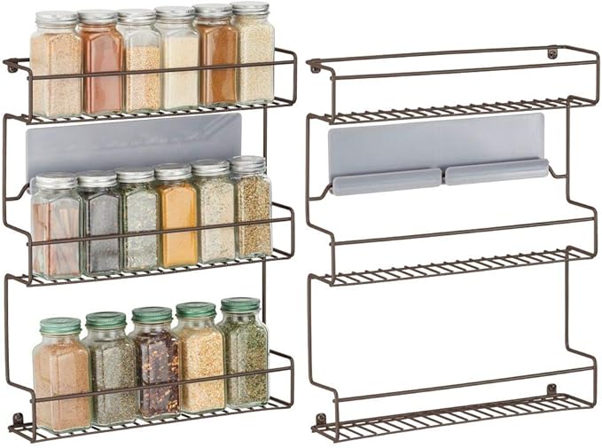 mDesign 2er-Set Küchenregal aus Metall – selbstklebendes Gewürzregal