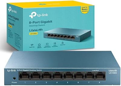 TP-Link LS108G 8 Port Gigabit Switch Metal Case Silent Power Saving