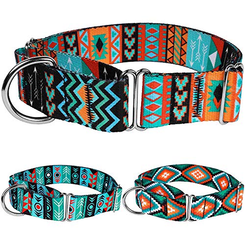 CollarDirect Martingale Dog Collar Nylon Safety Training Tribal Pattern Adjustable Heavy Duty Collars for Dogs Medium Large (Pattern 2, M, Neck Size 12″-17″)