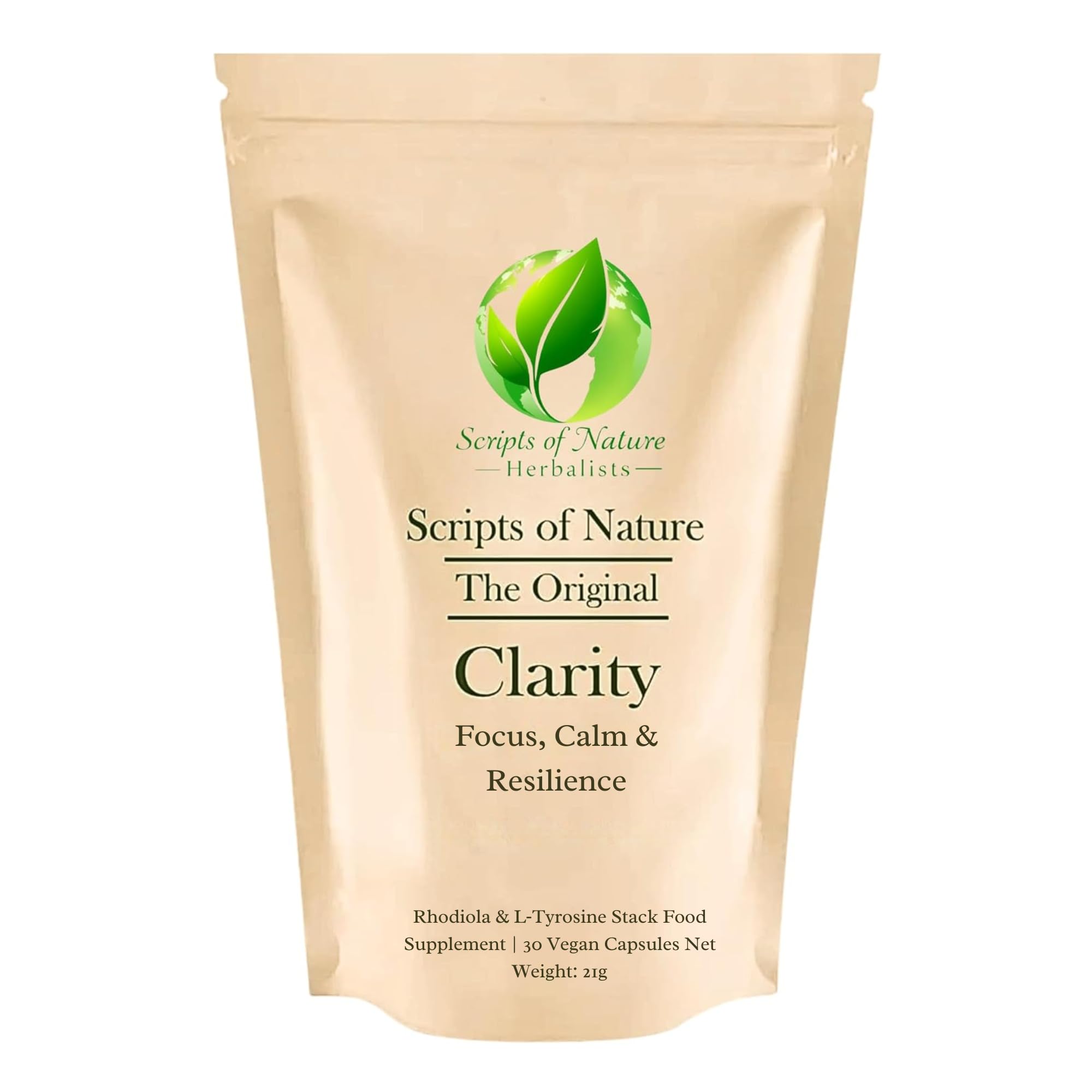 Clarity Organic Rhodiola Rosea & L-Tyrosine 700mg – Mood Balance, Calm & Focus Support – Vegan Adaptogen Supplement – Crafted by Master Herbalist – 30 Capsules (1 Month Supply)