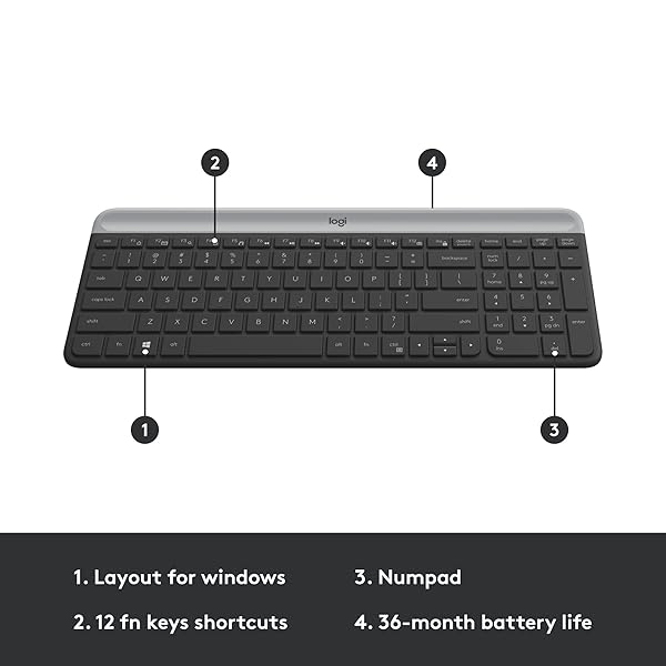 LOGITECH MK470 SLIM WIRELESS KEYBOARD AND MOUSE COMBO – MODERN COMPACT LAYOUT, ULTRA QUIET, 2.4 GHZ USB RECEIVER, PLUG N’ PLAY CONNECTIVITY, COMPATIBLE WITH WINDOWS – GRAPHITE