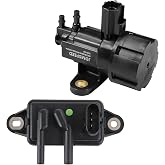 EGR Pressure Feedback Sensor DPFE15 + EGR vacuum solenoid valve vs63 Replacement for Ford F-150 E-150,E-250,Explorer,Ranger,Escape,Mustang,Lincoln Town Car,Mercury Cougar,F77Z9J460AB, F77Z9J460AB