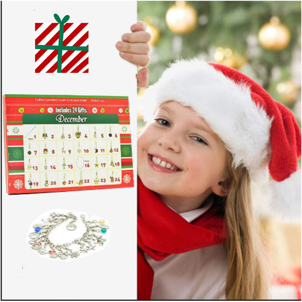 KITOSUN Christmas Countdown Calendar 2020 DIY Xmas Advent Calendar Box Set 22 Charm Jewelry 1 Bracelet &1 Necklace for Girls Granddaughter