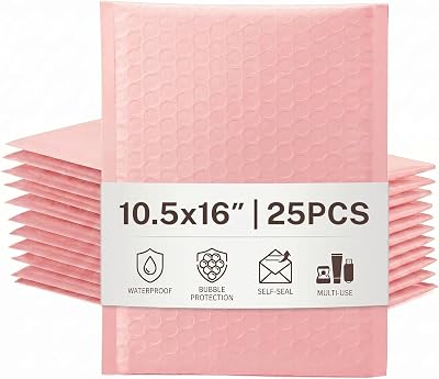 Switory 25Pcs Pale Pink Bubble Mailers 26.7x38cm Self Seal Polymailer Bags