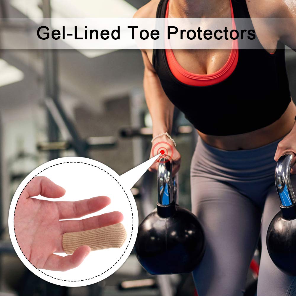 Skyfoot’s Toe Caps Fabric Lined with Silicone Gel Sleeves Protectors - 3 Pack Cuttable Gel Toe Covers For Bunion, Hammer Toe, Blister, Corn (Medium 3/4\