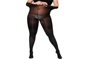 DORALLURE Oversize Plus Size Tights for Women, Solid Color Soft Footed High Waist Pantyhose