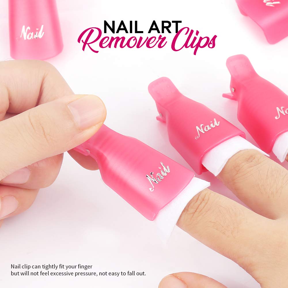 FANDAMEI Nail Polish Gel Remover Tools Kit with Nail Clips, 100ml Nail Polish Remover Bottle, 500 Nail Remover Cotton Pad, Nail Brush, Cuticle Pusher, Cuticle Peeler, 100/180 Nail File, Buffer Block : Beauty