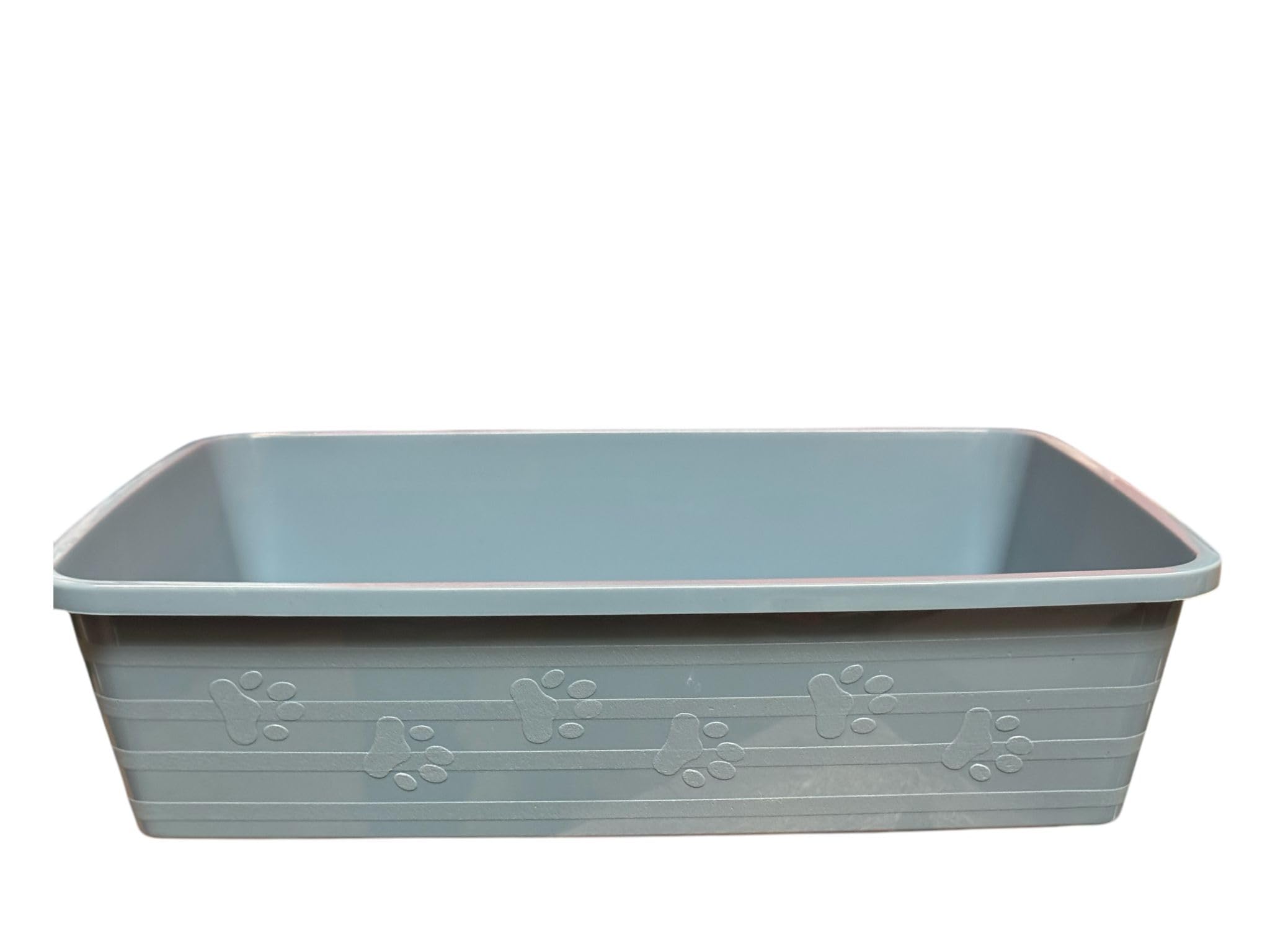 Cat Litter Tray Cat Kitten Toilet Litter Tray Box Rectangle Shape Grey and Blue Colour (Grey, L)