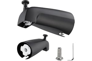 Wintap Bathtub Faucet, Metal Tub Spout with Front Pull Up Diverter, Black, 1-Pack, for 1/2-inch IPS Pipe