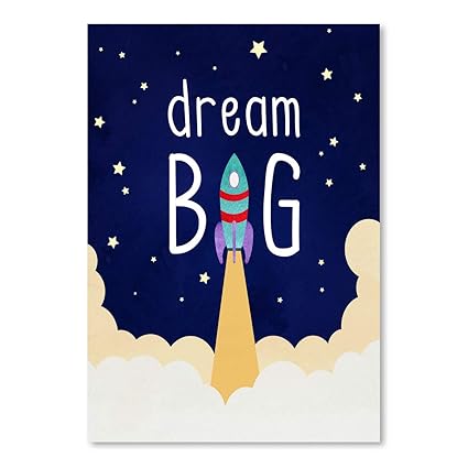 Amfai Dream Big Wall Art 18x24 Inch Unframed Print Decor For Nursery Children S Bedroom